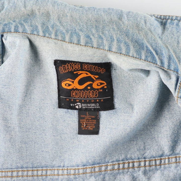 ORANGE COUNTY CHOPPERS Back Logo Denim Jacket, Men's Size L cotton blue type Vintage Second Hand