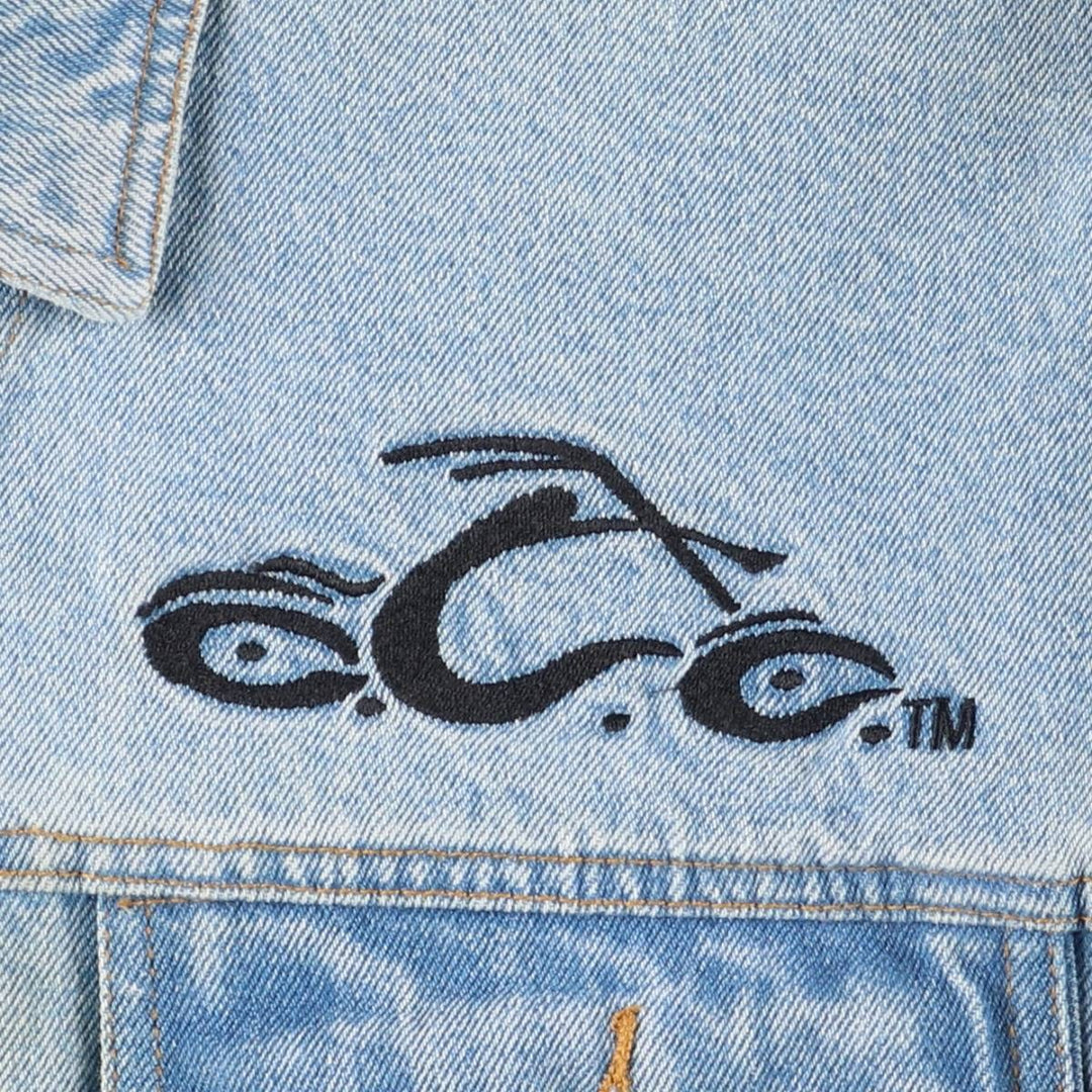 ORANGE COUNTY CHOPPERS Back Logo Denim Jacket, Men's Size L cotton blue type Vintage Second Hand