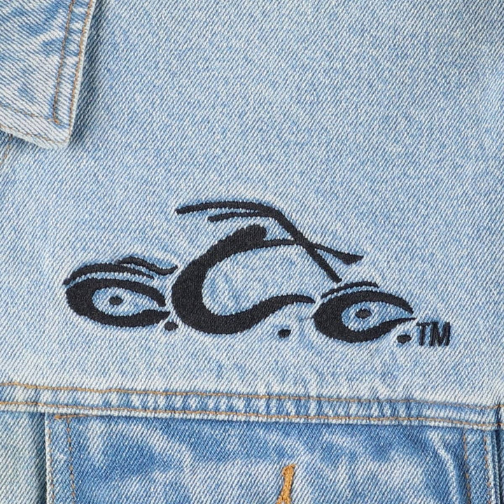ORANGE COUNTY CHOPPERS Back Logo Denim Jacket, Men's Size L cotton blue type Vintage Second Hand