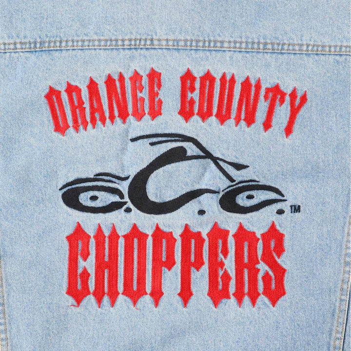 ORANGE COUNTY CHOPPERS Back Logo Denim Jacket, Men's Size L cotton blue type Vintage Second Hand