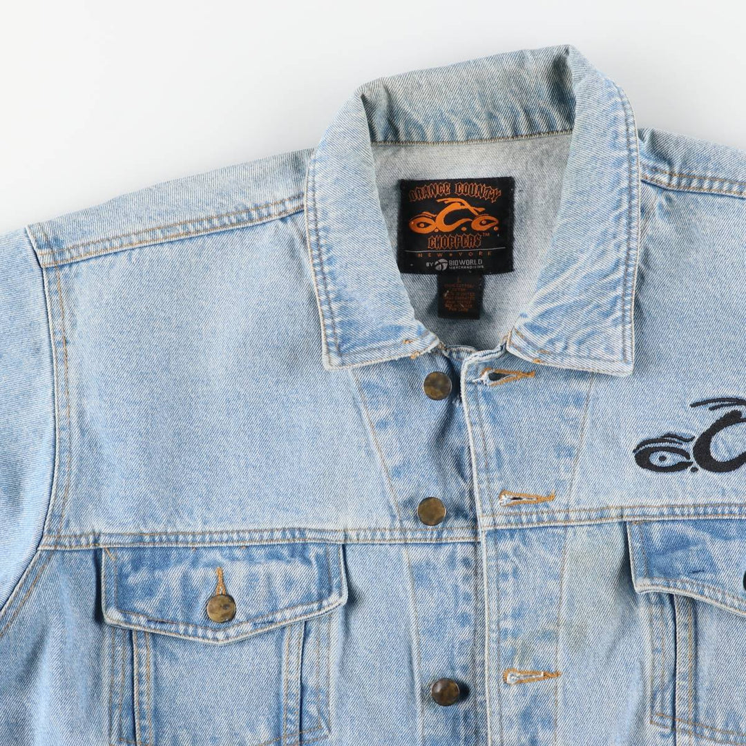 ORANGE COUNTY CHOPPERS Back Logo Denim Jacket, Men's Size L cotton blue type Vintage Second Hand