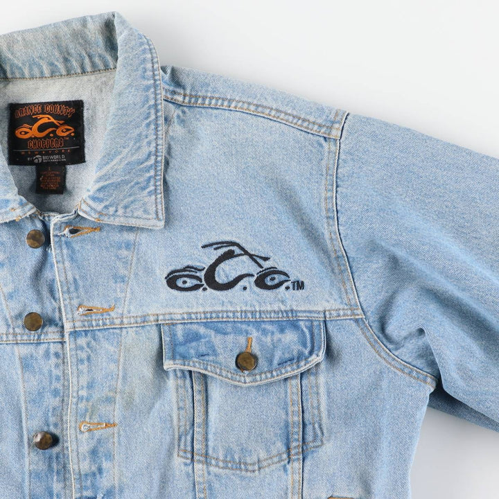 ORANGE COUNTY CHOPPERS Back Logo Denim Jacket, Men's Size L cotton blue type Vintage Second Hand