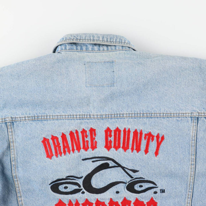 ORANGE COUNTY CHOPPERS Back Logo Denim Jacket, Men's Size L cotton blue type Vintage Second Hand