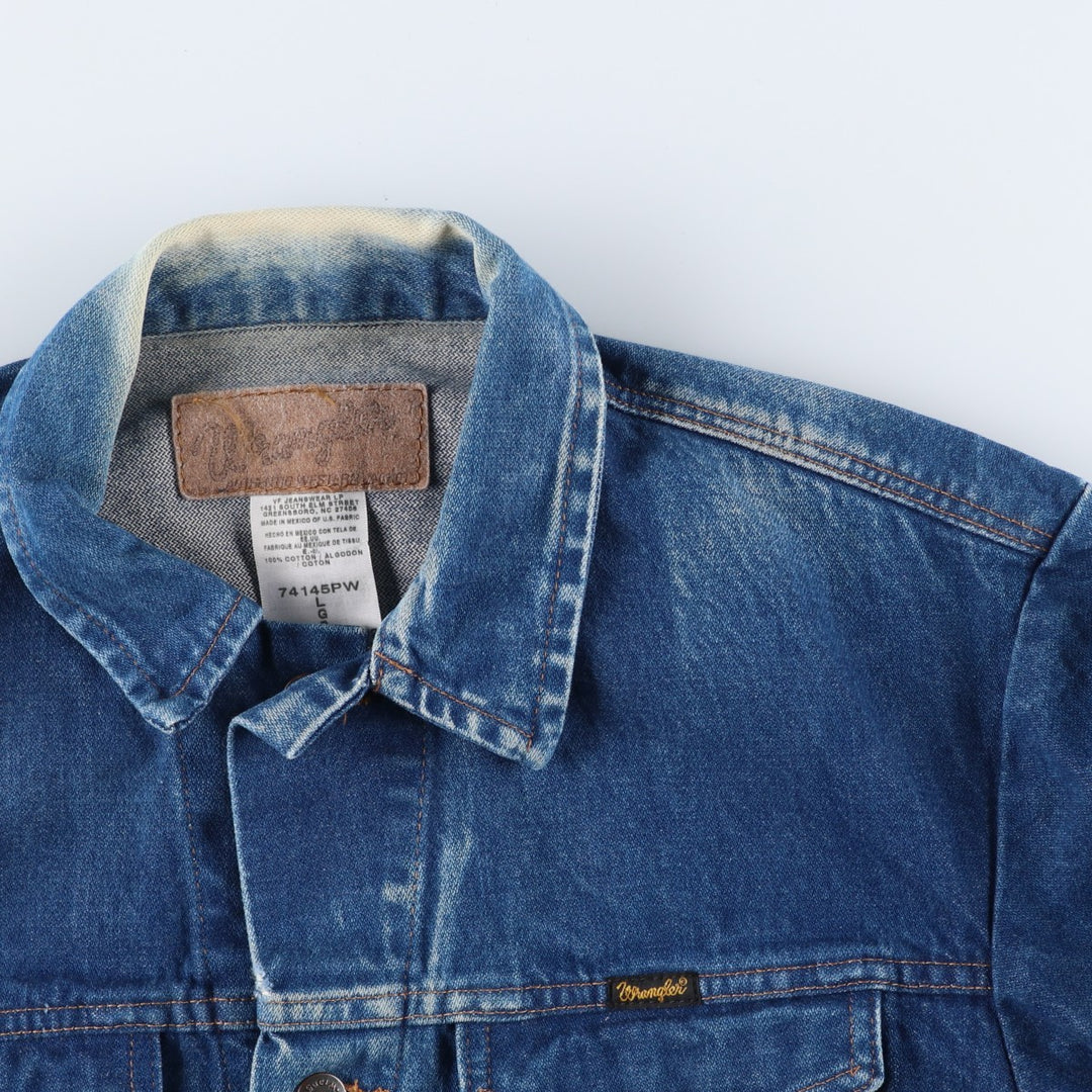Vintage 90'S Wrangler denim jacket, size L, men's size L cotton blue type Vintage Second Hand