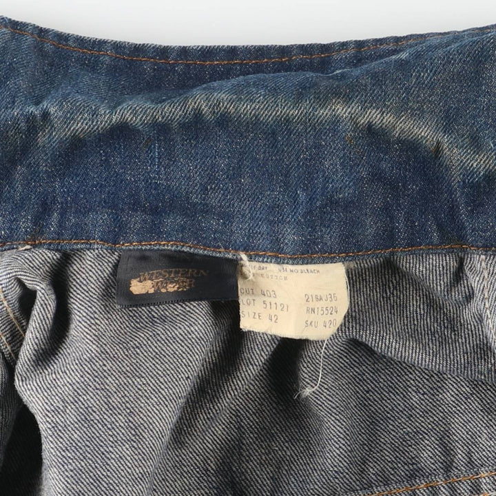 1970'S Sears ROEBUCKS WESTERN WEAR denim jacket, men's size M, lightweight, vintage cotton blue type Vintage Second Hand