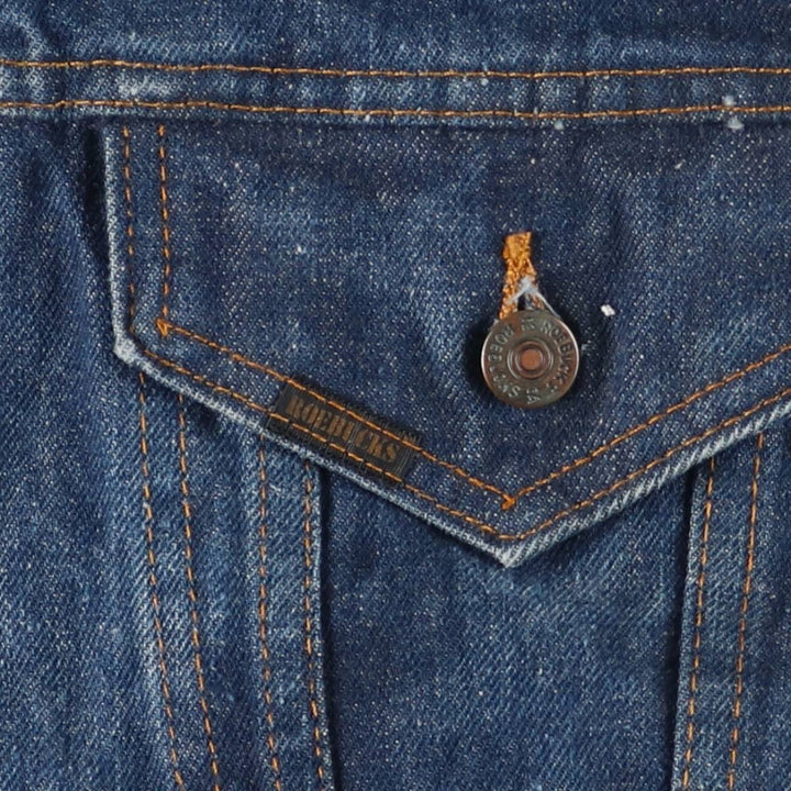 1970'S Sears ROEBUCKS WESTERN WEAR denim jacket, men's size M, lightweight, vintage cotton blue type Vintage Second Hand