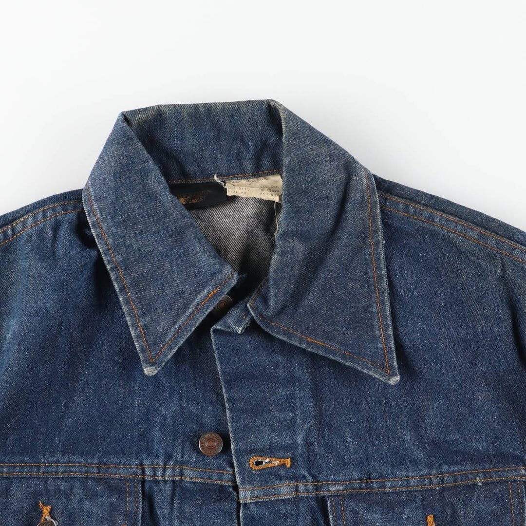 1970'S Sears ROEBUCKS WESTERN WEAR denim jacket, men's size M, lightweight, vintage cotton blue type Vintage Second Hand