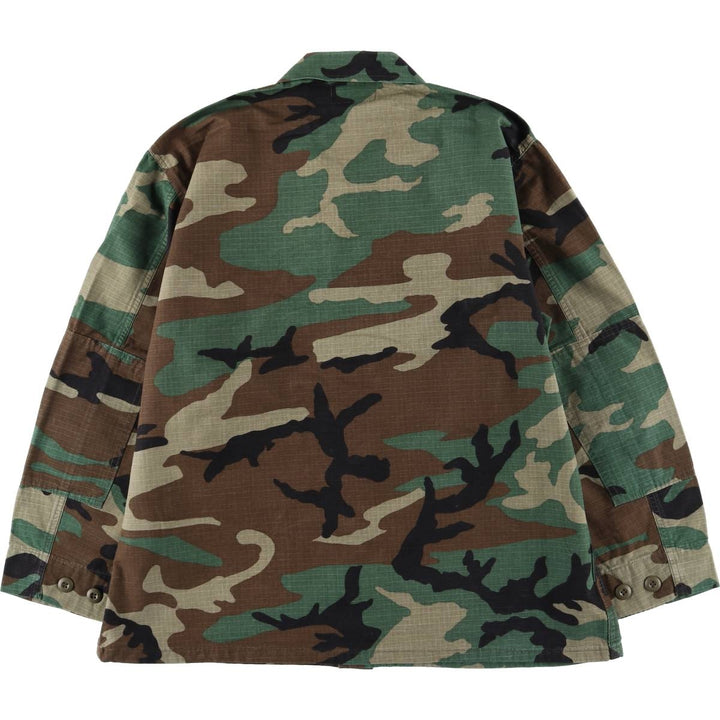 US Military TRU SPEC Camouflage Pattern Woodland Camo BDU Military Jacket, Large-Short, Men's Size L cotton Khaki type Vintage Second Hand