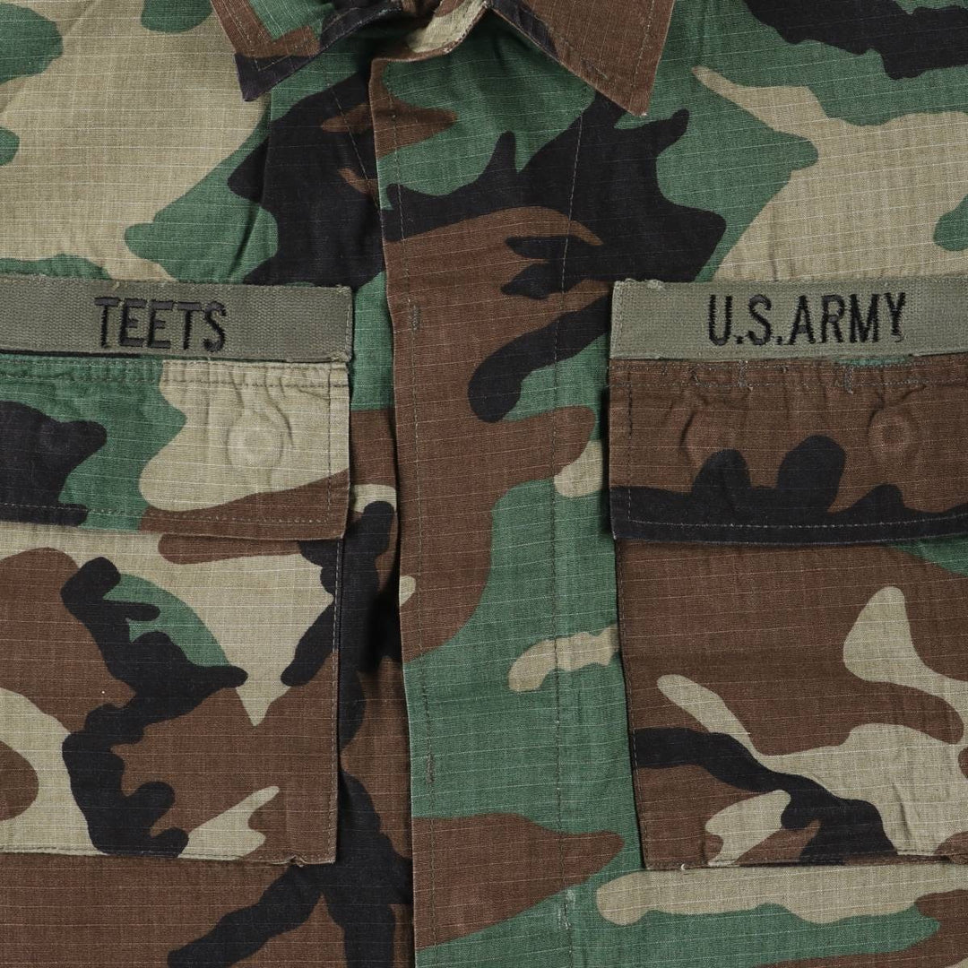 US Military TRU SPEC Camouflage Pattern Woodland Camo BDU Military Jacket, Large-Short, Men's Size L cotton Khaki type Vintage Second Hand
