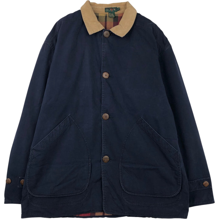 90'S J.Crew hunting jacket, men's size L cotton navy blue type Vintage Second Hand