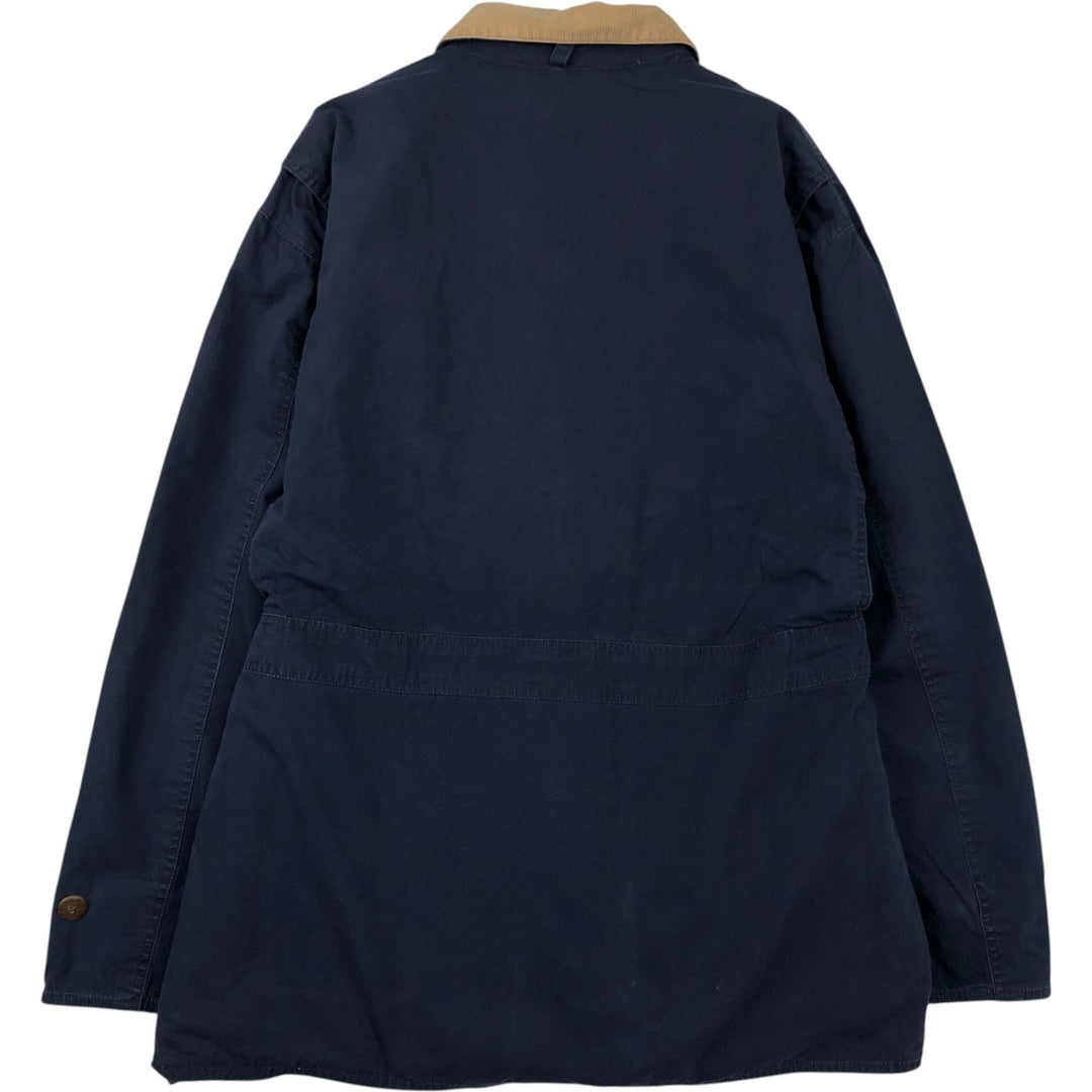 90'S J.Crew hunting jacket, men's size L cotton navy blue type Vintage Second Hand