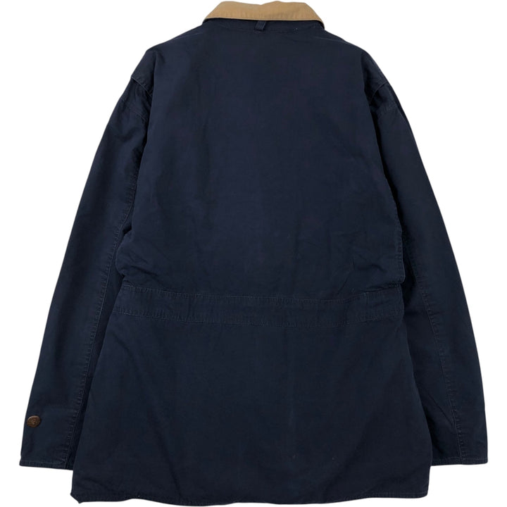 90'S J.Crew hunting jacket, men's size L cotton navy blue type Vintage Second Hand