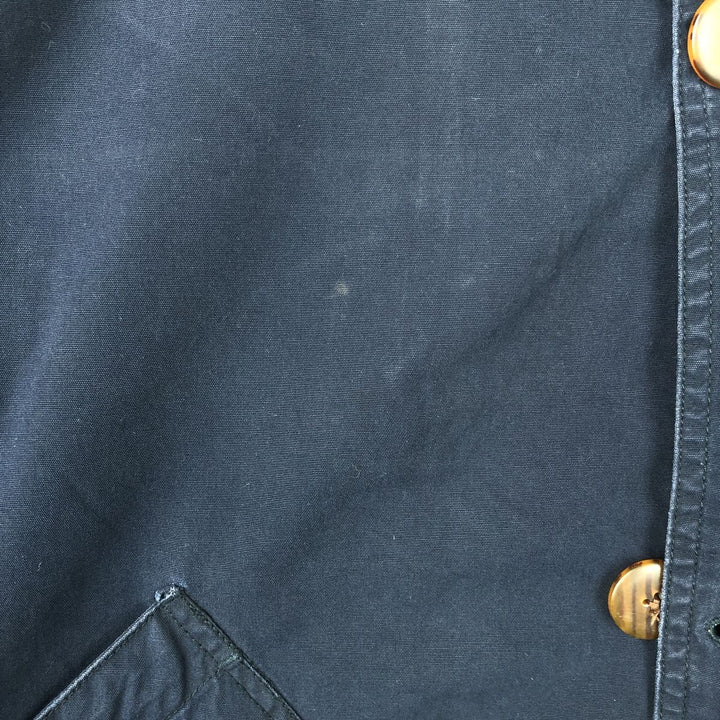 90'S J.Crew hunting jacket, men's size L cotton navy blue type Vintage Second Hand