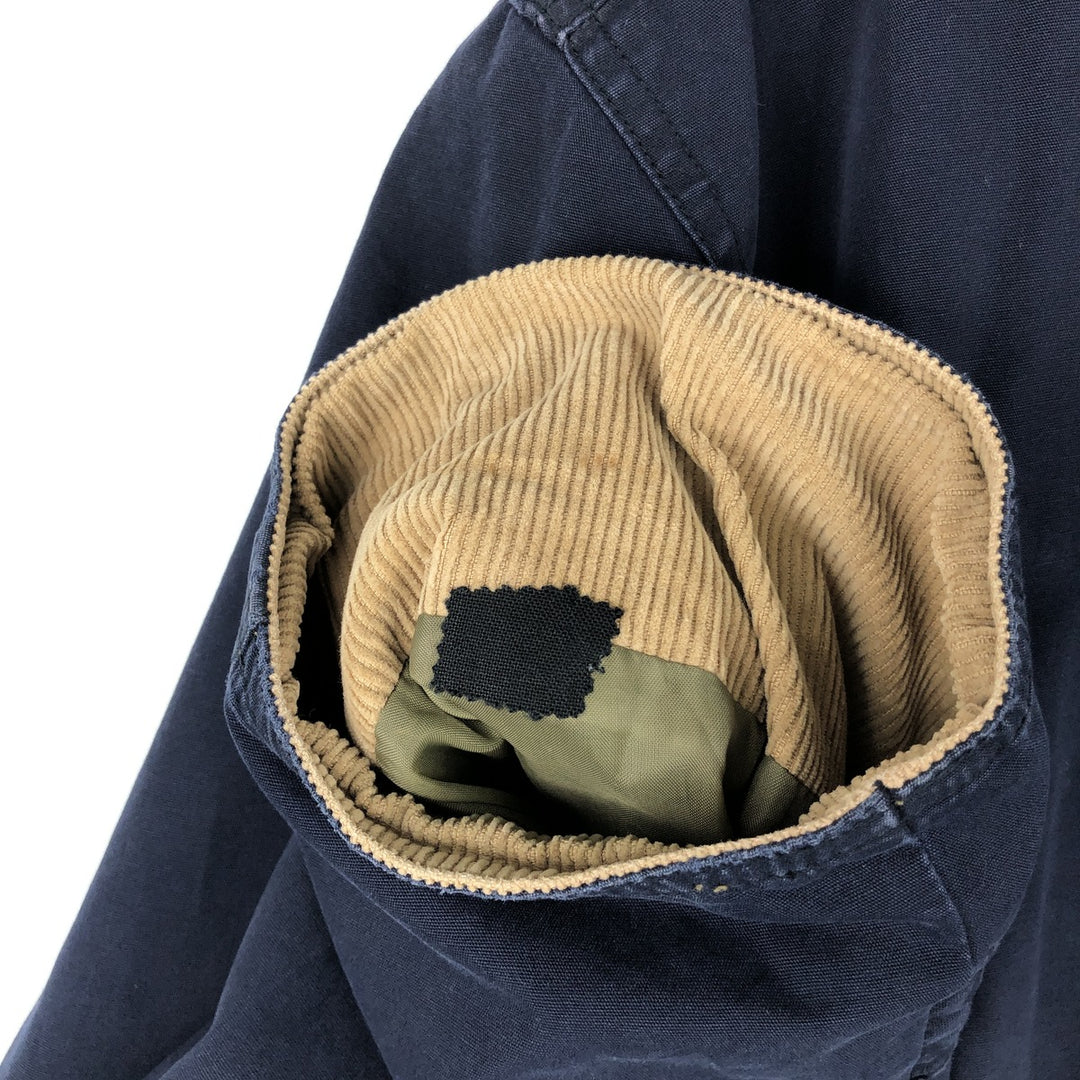 90'S J.Crew hunting jacket, men's size L cotton navy blue type Vintage Second Hand