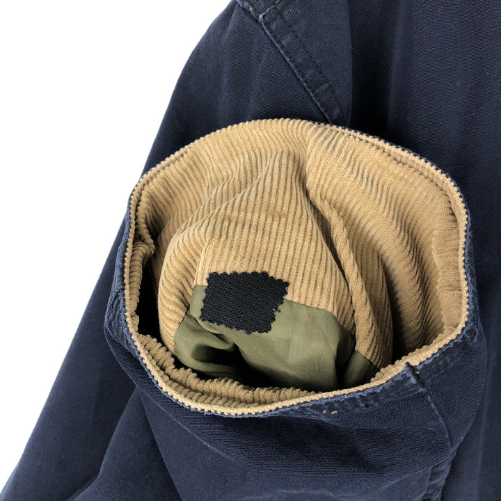 90'S J.Crew hunting jacket, men's size L cotton navy blue type Vintage Second Hand