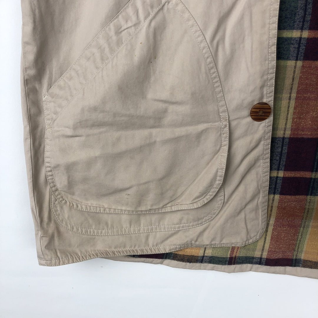 90'S J.Crew Vintage Hunting Jacket, Men's Size Small cotton Beige type Vintage Second Hand