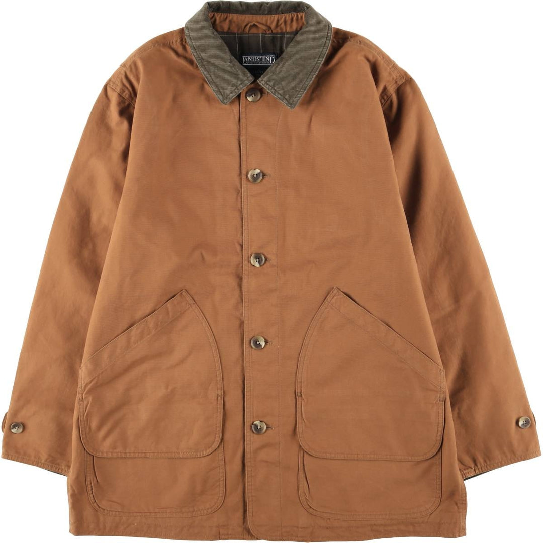 80s-90'S Lands' End Hunting Jacket, Men's Size L cotton brown type Vintage Second Hand