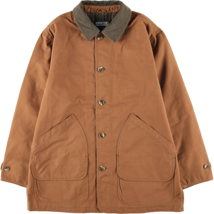 80s-90'S Lands' End Hunting Jacket, Men's Size L cotton brown type Vintage Second Hand