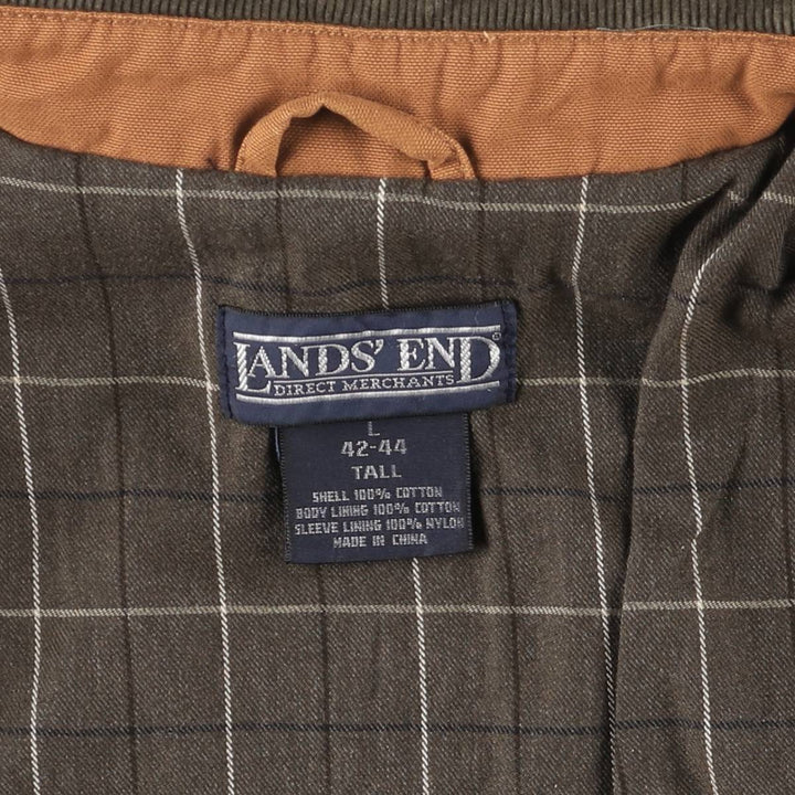 80s-90'S Lands' End Hunting Jacket, Men's Size L cotton brown type Vintage Second Hand