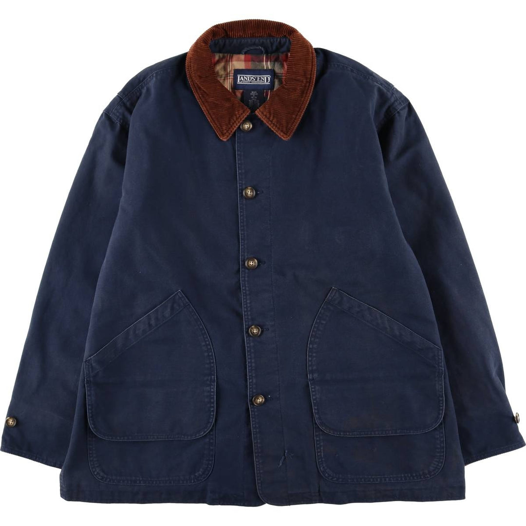 Vintage 80s-90'S Lands' End hunting jacket, men's size XL cotton navy blue type Vintage Second Hand