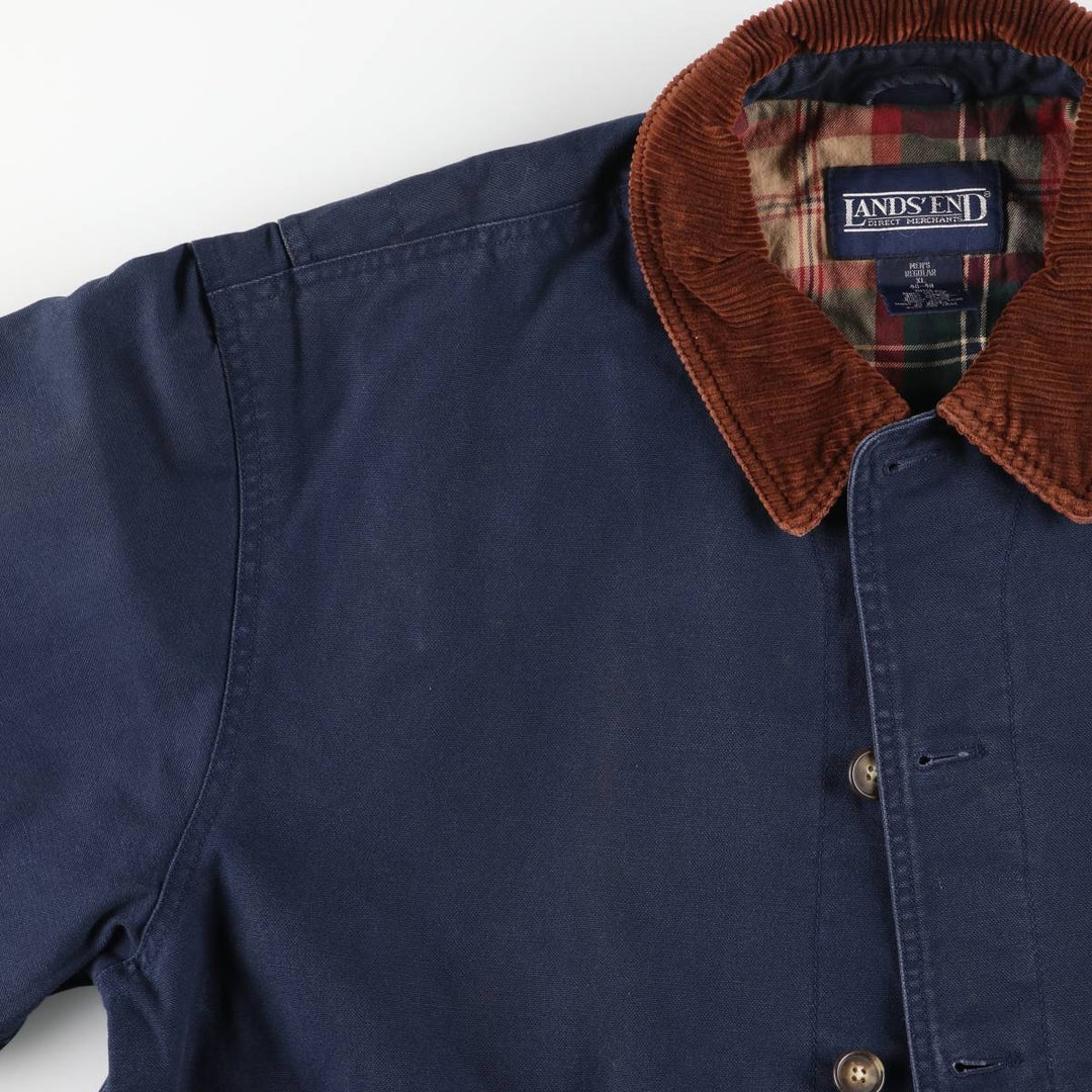 Vintage 80s-90'S Lands' End hunting jacket, men's size XL cotton navy blue type Vintage Second Hand