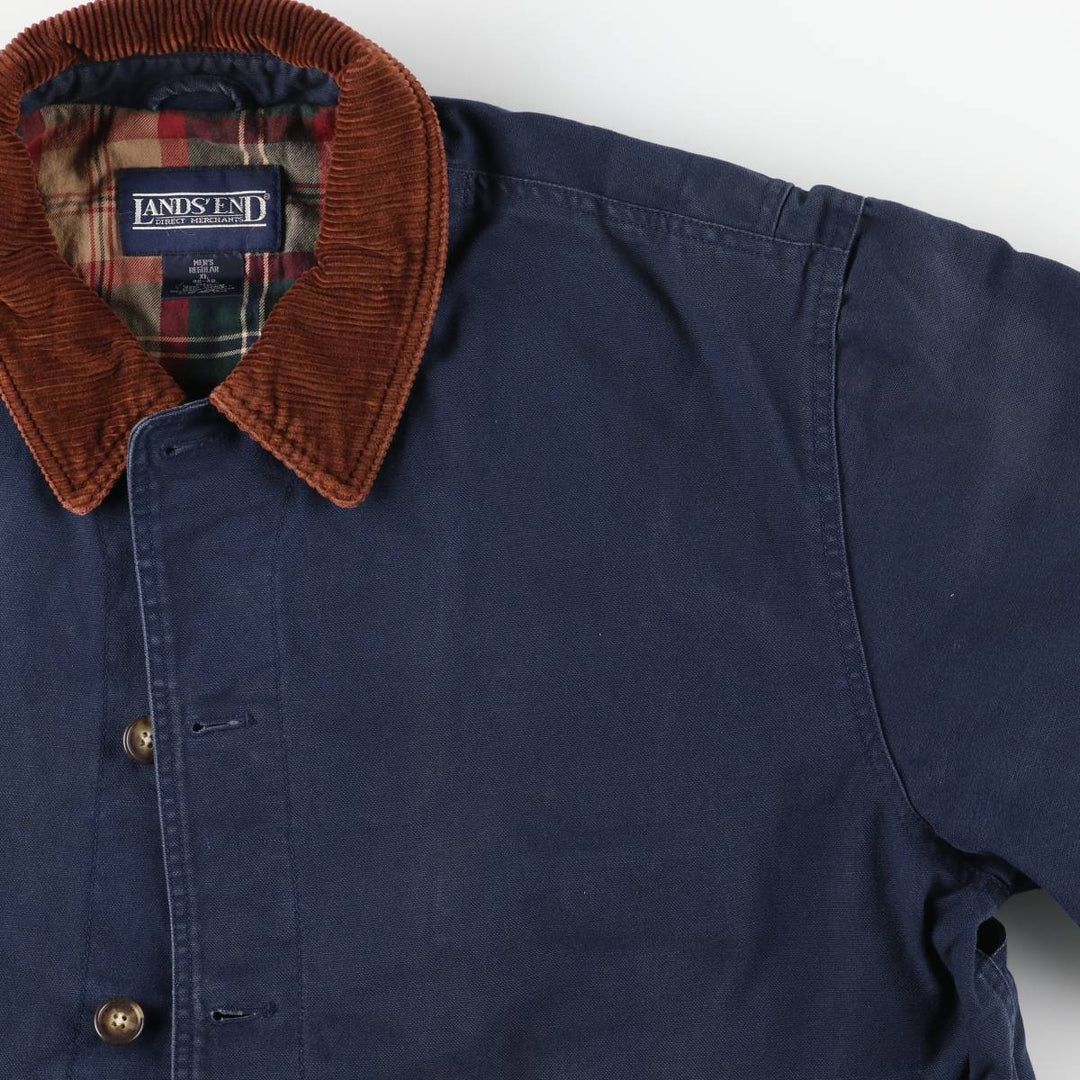 Vintage 80s-90'S Lands' End hunting jacket, men's size XL cotton navy blue type Vintage Second Hand