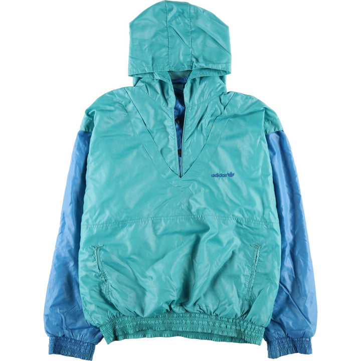 Vintage 1980'S Adidas hooded warm-up pullover, size 7-8, men's XXL. polyamide Emerald green Vintage Second Hand