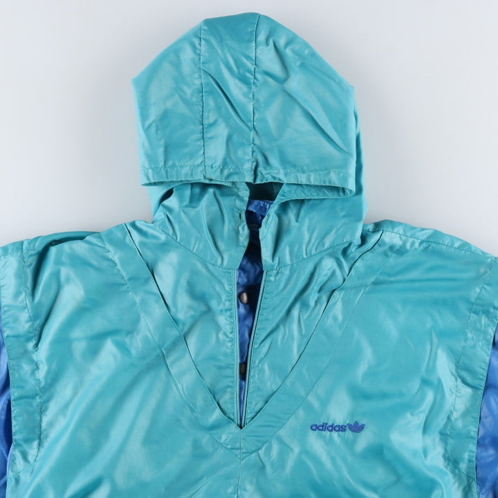 Vintage 1980'S Adidas hooded warm-up pullover, size 7-8, men's XXL. polyamide Emerald green Vintage Second Hand