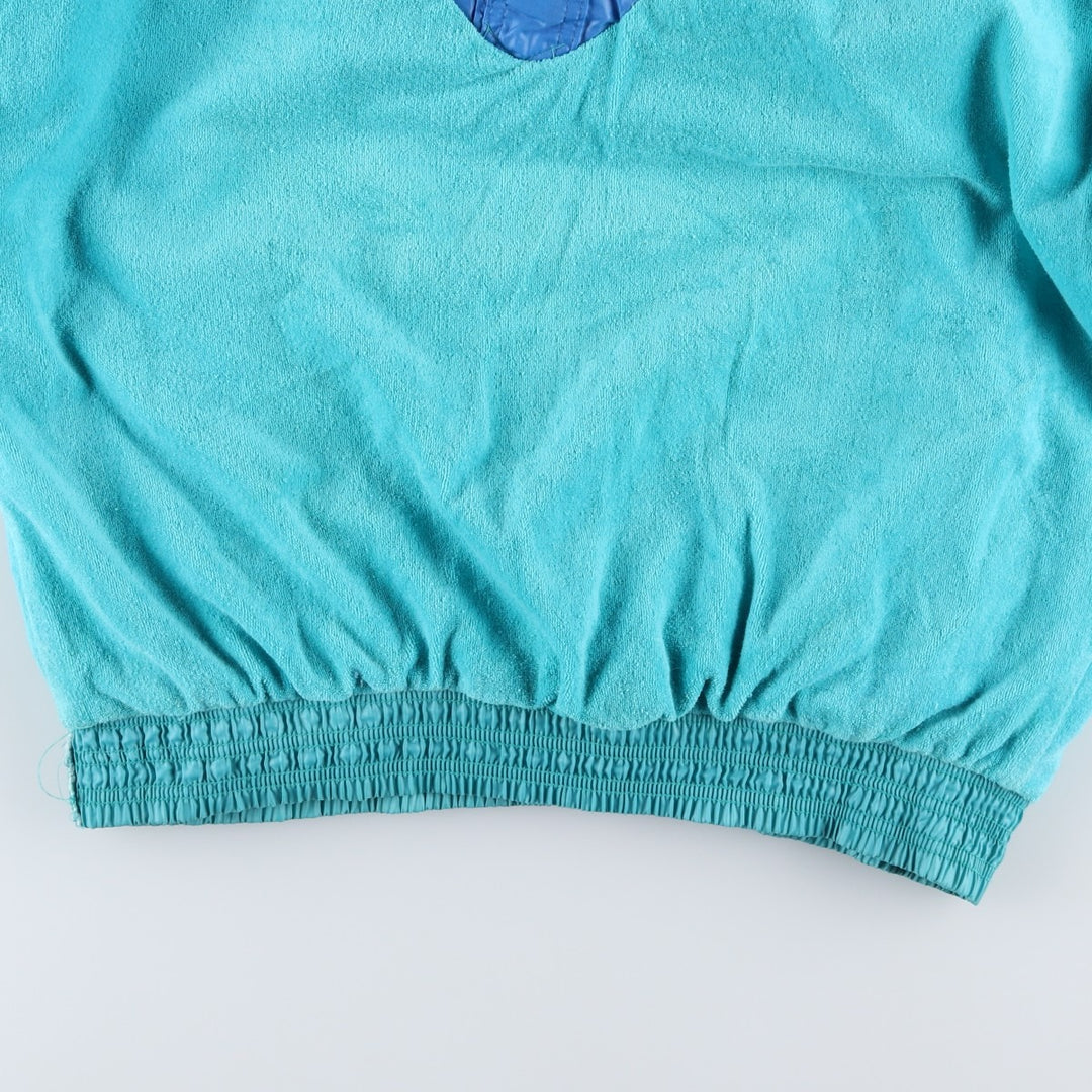 Vintage 1980'S Adidas hooded warm-up pullover, size 7-8, men's XXL. polyamide Emerald green Vintage Second Hand