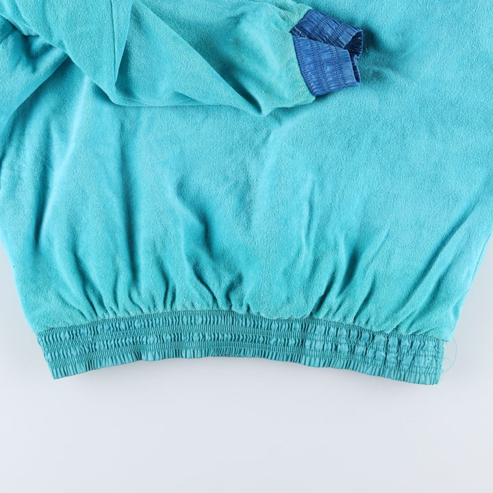 Vintage 1980'S Adidas hooded warm-up pullover, size 7-8, men's XXL. polyamide Emerald green Vintage Second Hand