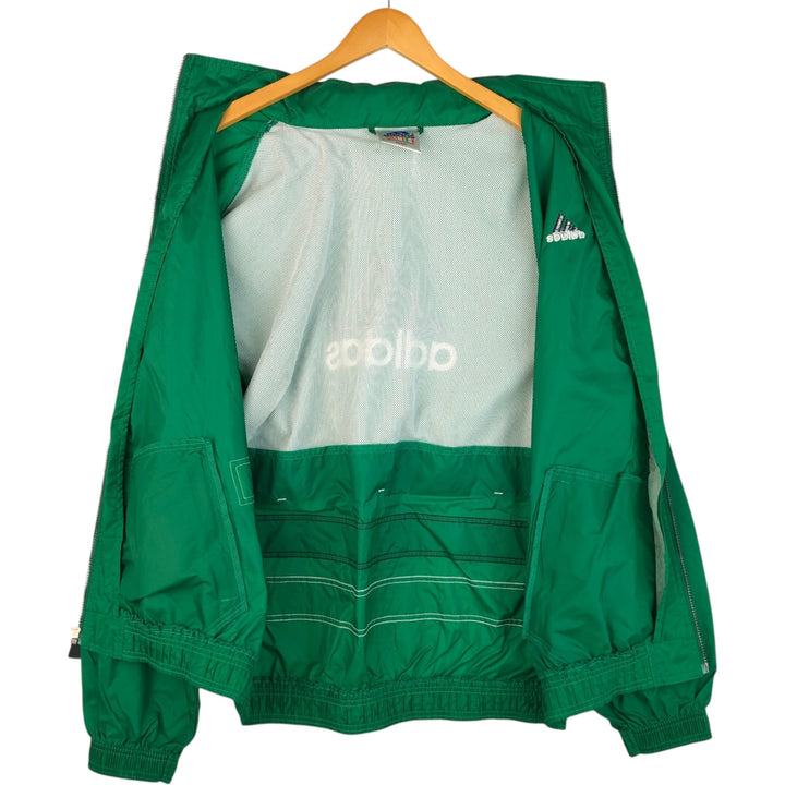 Vintage 90s-00'S Adidas nylon jacket with back logo, size XL, men's unclear green type Vintage Second Hand