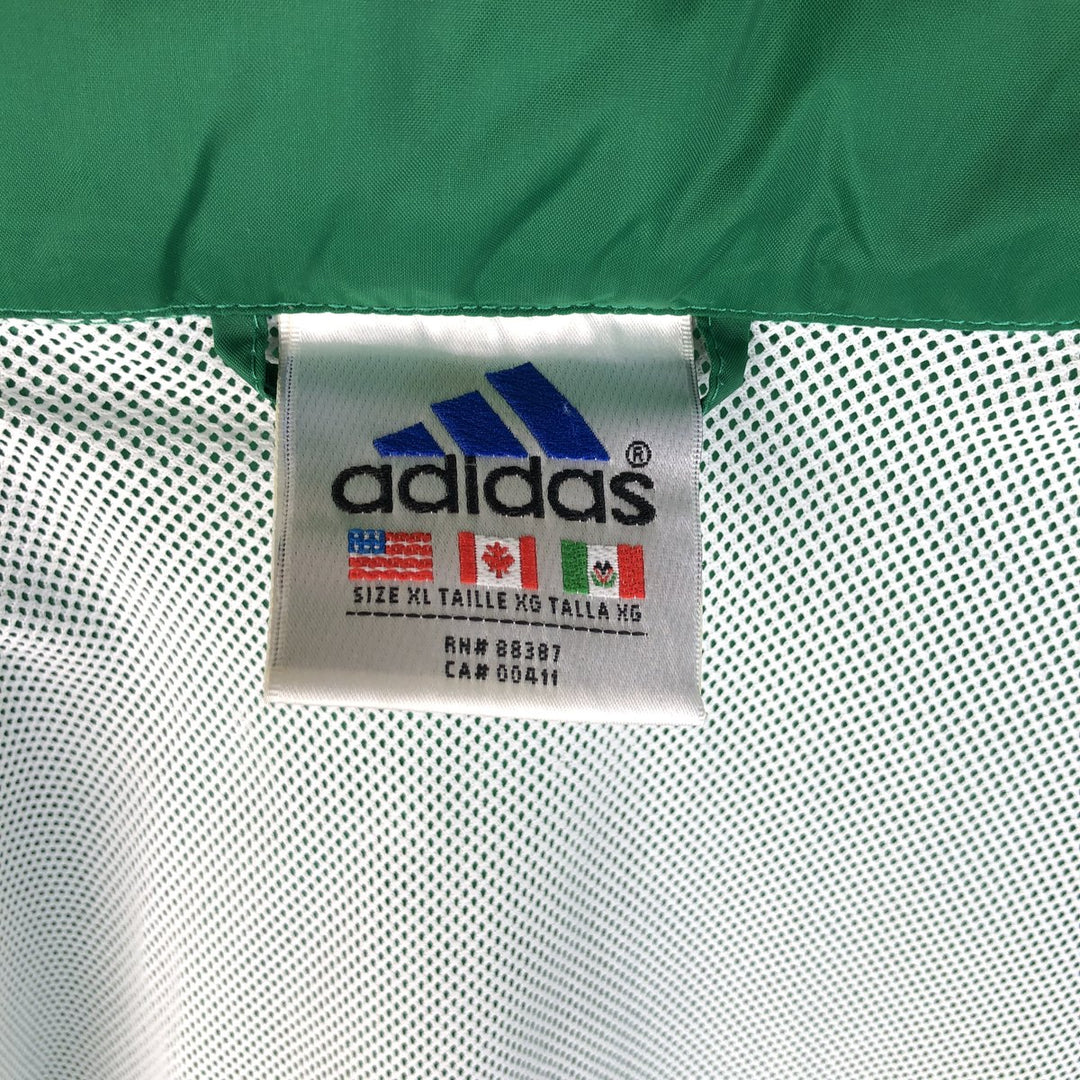 Vintage 90s-00'S Adidas nylon jacket with back logo, size XL, men's unclear green type Vintage Second Hand