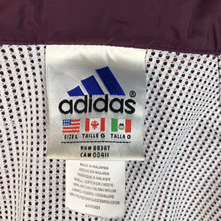 90'S Adidas Nylon Jacket, Men's Size L, Vintage Nylon wine-red Vintage Second Hand