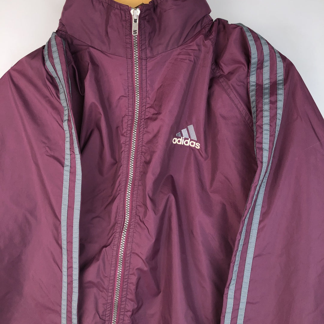 90'S Adidas Nylon Jacket, Men's Size L, Vintage Nylon wine-red Vintage Second Hand