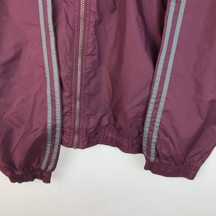 90'S Adidas Nylon Jacket, Men's Size L, Vintage Nylon wine-red Vintage Second Hand