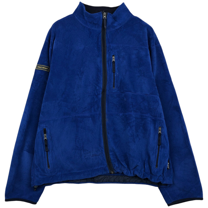 Ralph Lauren POLO SPORT Men's Fleece Jacket, Size XXL polyester blue type Vintage Second Hand