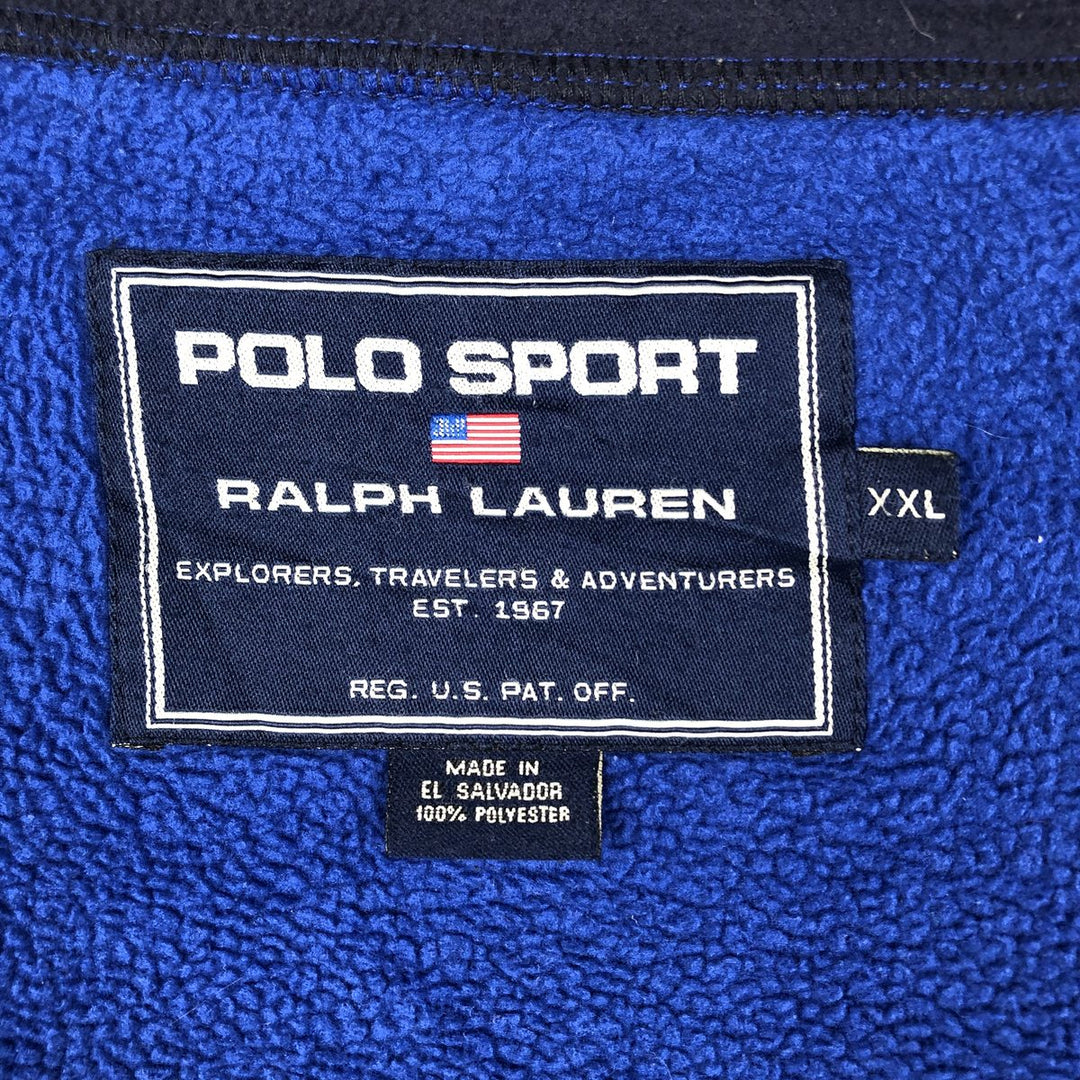 Ralph Lauren POLO SPORT Men's Fleece Jacket, Size XXL polyester blue type Vintage Second Hand