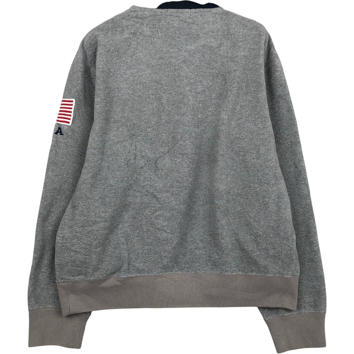 Ralph Lauren POLO RALPH LAUREN Stars and Stripes Half-Zip Fleece Pullover, Men's Size Medium polyester gray type Vintage Second Hand