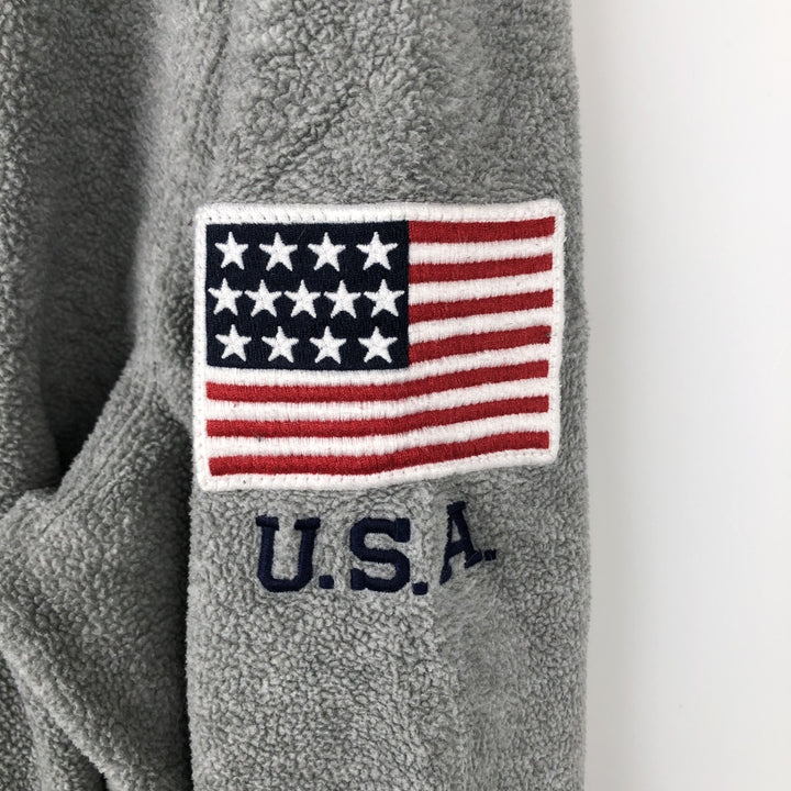 Ralph Lauren POLO RALPH LAUREN Stars and Stripes Half-Zip Fleece Pullover, Men's Size Medium polyester gray type Vintage Second Hand