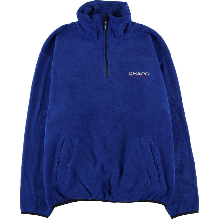 Ralph Lauren Chaps Half-Zip Fleece Pullover, Men's Size L polyester blue type Vintage Second Hand