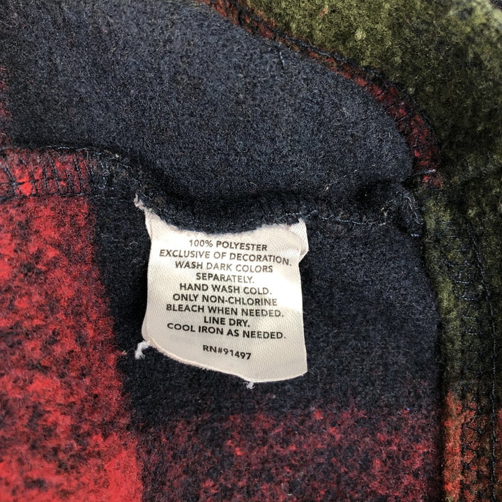 JOHN WAYNE Check Pattern Half-Snap Fleece Pullover, Men's XXL polyester red type Vintage Second Hand