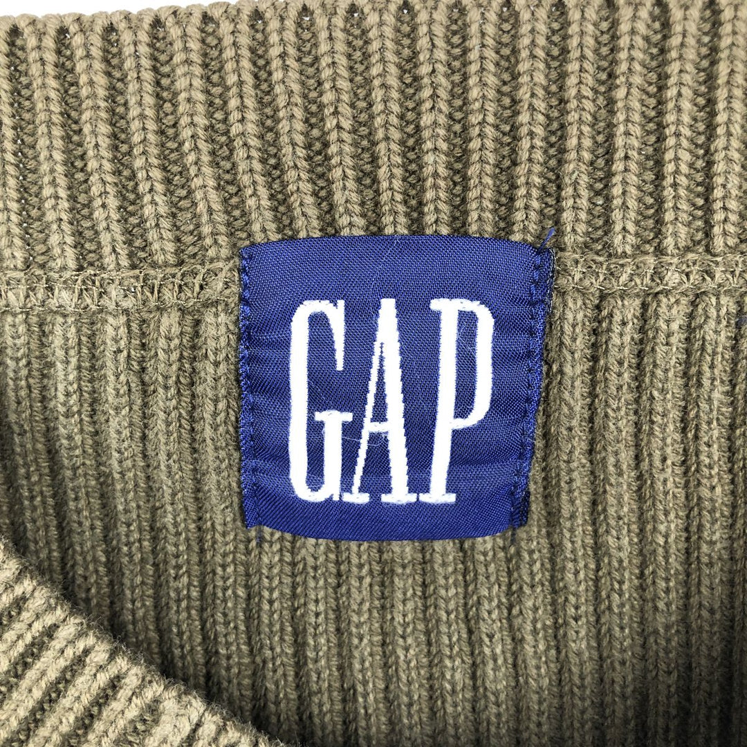 90'S GAP Vintage Ribbed Henley Cotton Knit Sweater, Men's Size L cotton Khaki type Vintage Second Hand
