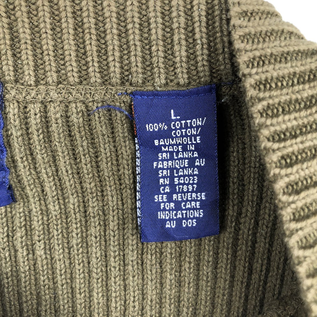 90'S GAP Vintage Ribbed Henley Cotton Knit Sweater, Men's Size L cotton Khaki type Vintage Second Hand