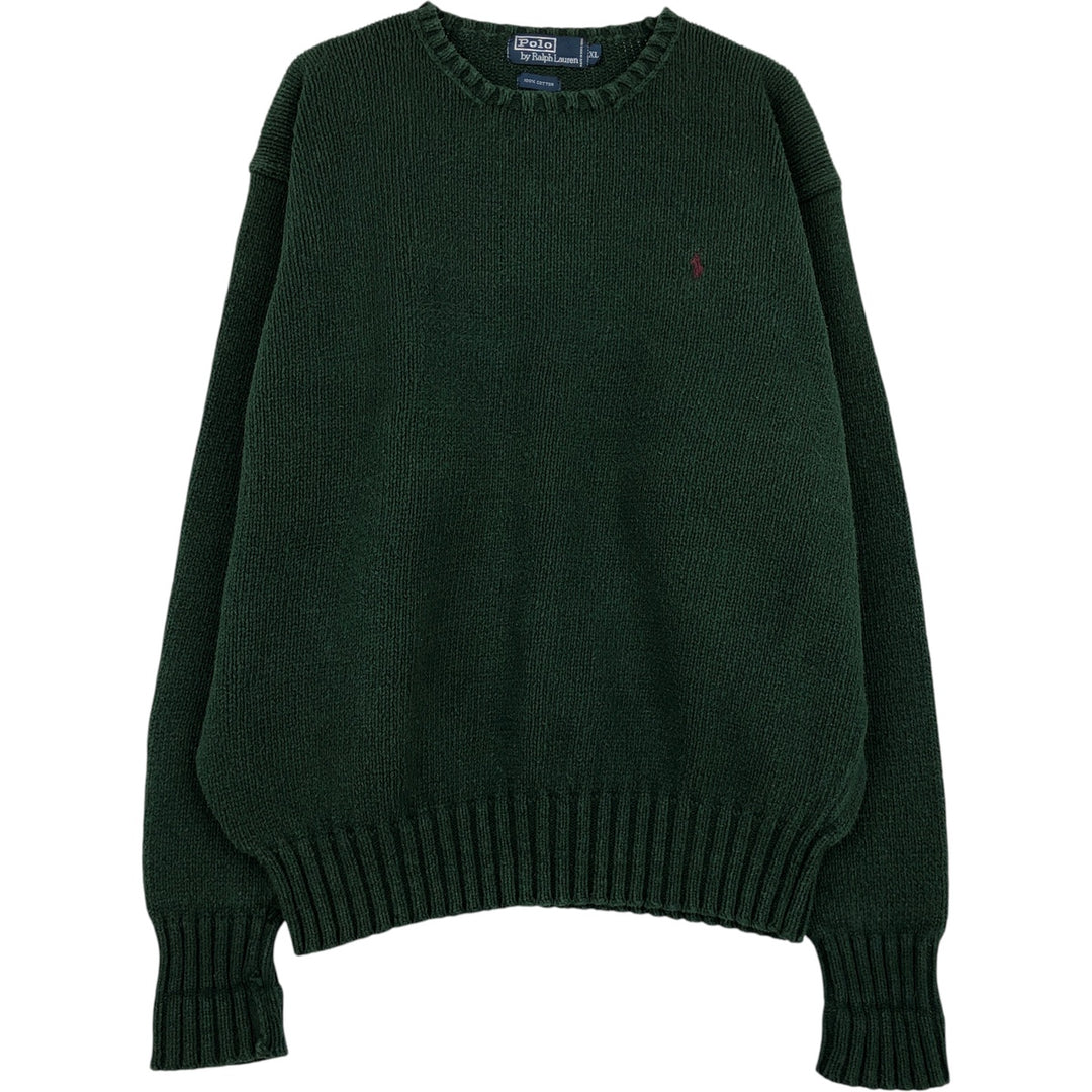 Ralph Lauren POLO by Ralph Lauren Cotton Knit Sweater Men's XL cotton Green type dark green Vintage Second Hand