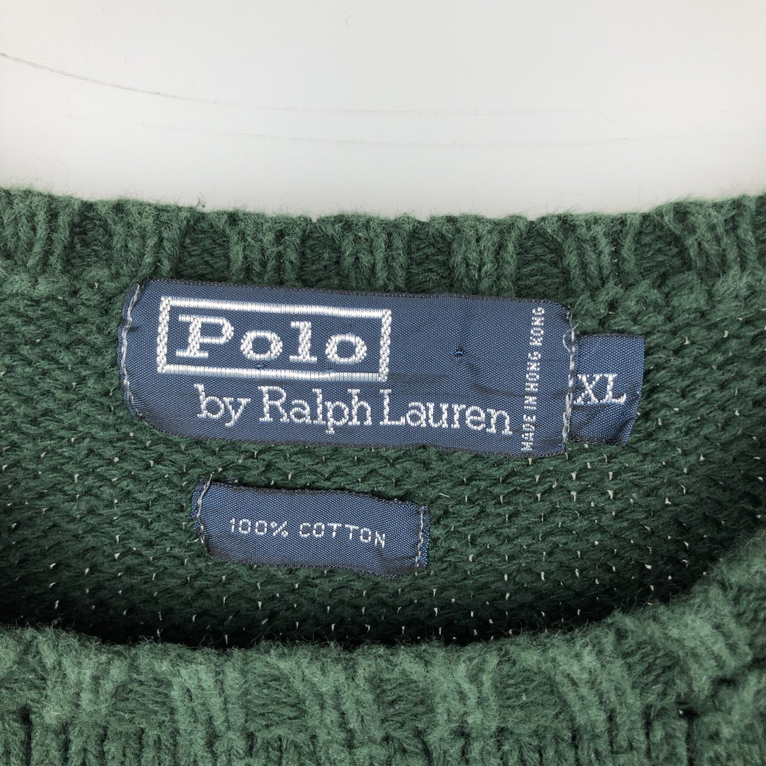 Ralph Lauren POLO by Ralph Lauren Cotton Knit Sweater Men's XL cotton Green type dark green Vintage Second Hand
