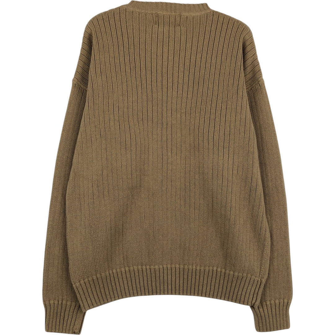 Vintage 1980'S Ralph Lauren Chaps ribbed cotton knit sweater, size M, men's cotton Khaki type brown Vintage Second Hand