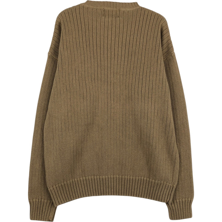 Vintage 1980'S Ralph Lauren Chaps ribbed cotton knit sweater, size M, men's cotton Khaki type brown Vintage Second Hand