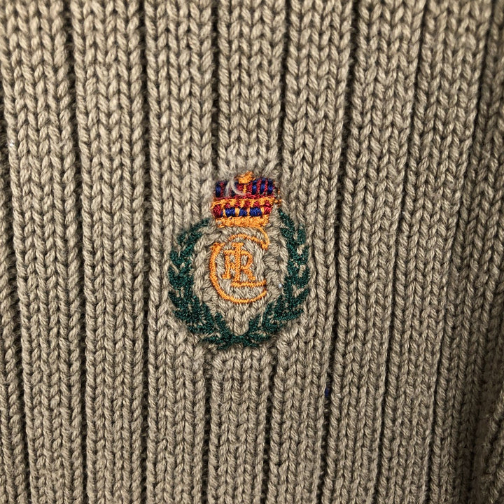 Vintage 1980'S Ralph Lauren Chaps ribbed cotton knit sweater, size M, men's cotton Khaki type brown Vintage Second Hand