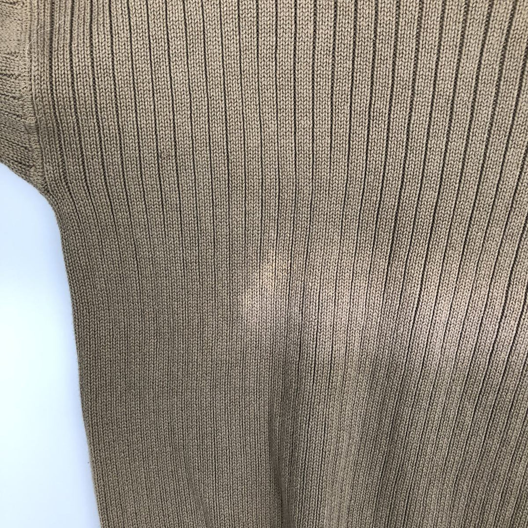 Vintage 1980'S Ralph Lauren Chaps ribbed cotton knit sweater, size M, men's cotton Khaki type brown Vintage Second Hand