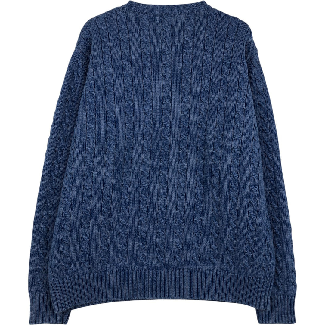 90s-00'S LANDS'END Cable Knit Cotton Sweater, Men's Size XL cotton Blue type light blue Vintage Second Hand